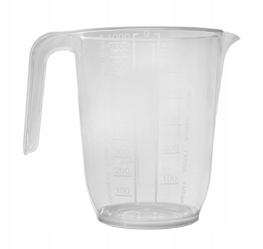 PLASTOVÝ džbán S ODMEROU A HMOTNOU RÚČKOU 1000 ml SO SCHÉMOU KUCHYNE