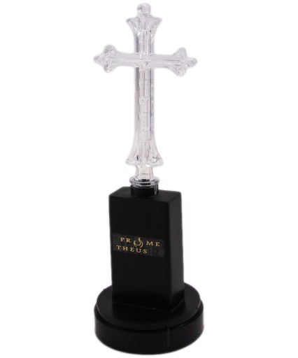 Veľká vložka na sviečky, krížik, LED sviečka, čierna, 18 cm