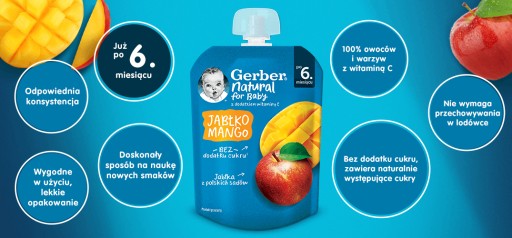 Gerber jablkovo-mangová pena po 6 mesiacoch 80g