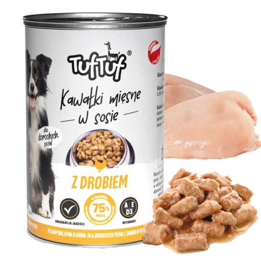 TUF TUF Mokré krmivo pre psov KUSY V OMÁČKE Hydina 415g