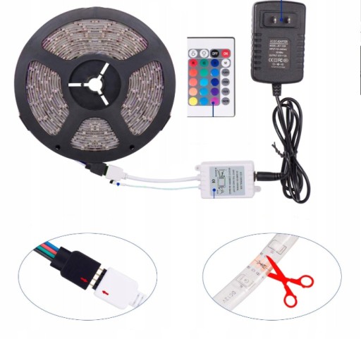 VODEODOLNÉ FAREBNÉ LED RGB LED PÁS VODEODOLNÉ SAMOLEPIACI 5m + DIAĽKOVÉ OVLÁDANIE