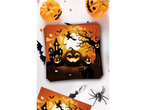 Halloweenske tekvicové obrúsky 33 cm 12 ks.