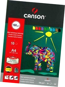 Canson technický blok A4 farebný 160g 10 slon