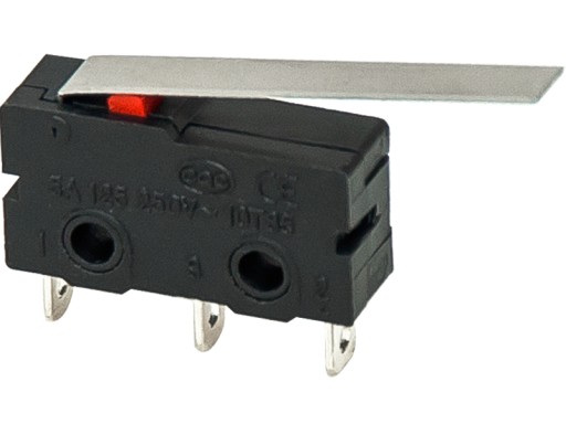 Mini koncový spínač 10x20mm s pákou 28mm SPDT NO NC