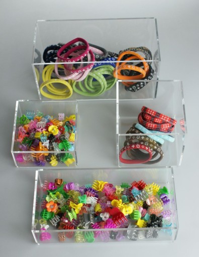 Box Container Organizer vyrobený z priehľadného plexiskla