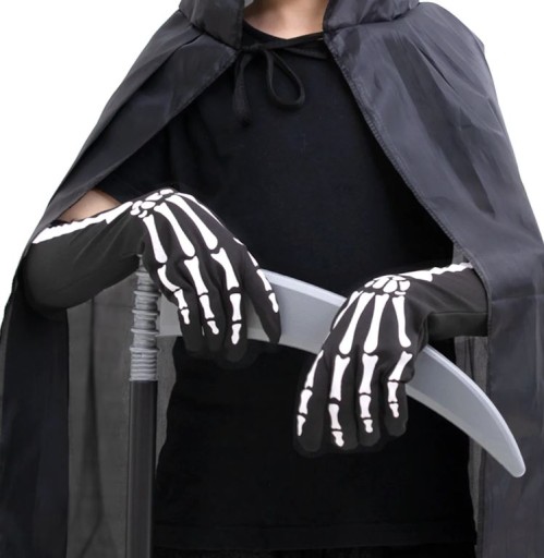 Dlhé rukavice BONES čierny maškarný kostým HALLOWEEN