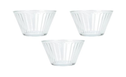 Sklenené misky so zvislými pruhmi, 11,5 cm, 270 ml, 3 ks.
