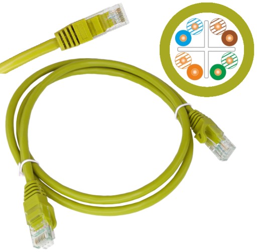 Sieťový kábel RJ45 U/UTP, kat. 6, žltý, 3 m, 1 kus