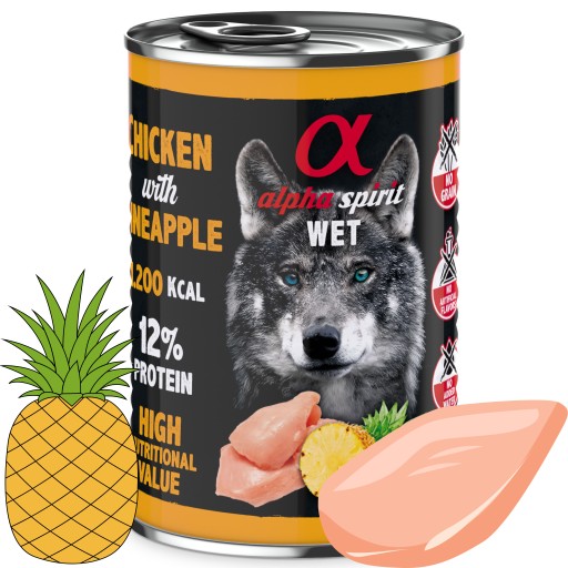 Alpha Spirit Mokré krmivo pre psov kura s ananásom 400 g kura