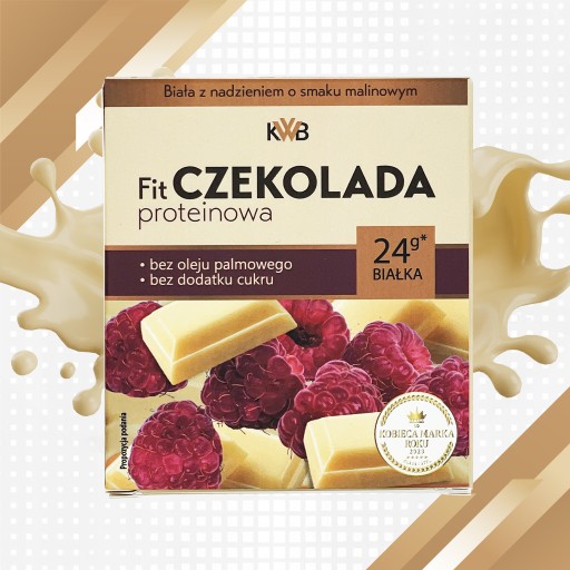 FIT Proteínová čokoláda 80g KWB Biela Malina