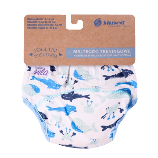 Nohavičky Nohavičky Tréningové plienky XL 14-17kg BAVLNA 100% WHALES