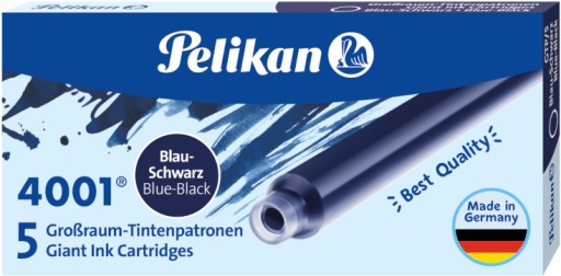 Náboje Pelikan Long, 5 kusov, modrá a čierna