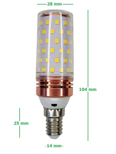 LED žiarovka E14 16WAT úzka sviečka silná TEPL