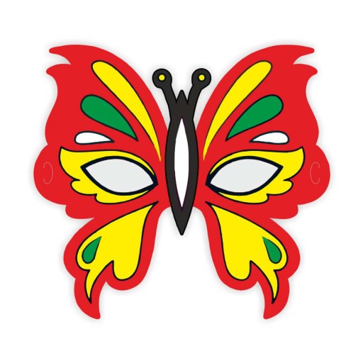 Papierová MASKA BUTTERFLY motýľ JARNÉ ČERVENÉ tlačidlo