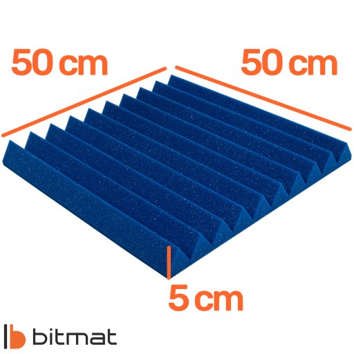 3D akustická stena PENOVÁ klinová hrubá modrá štvorcová trojuholníková stena
