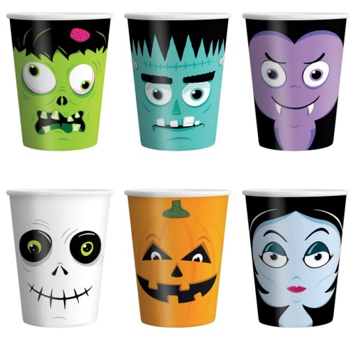 PAPIEROVÉ hrnčeky na príšerky HALLOWEEN, 6 kusov