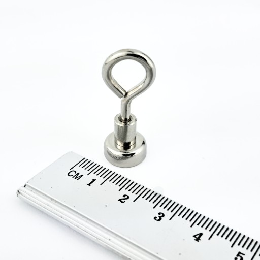 SILNÝ NEODYMOVÝ MAGNET 12 MM S ZATVORENÝM HÁČKOM KAPACITA 5 KG - 2 KUSY
