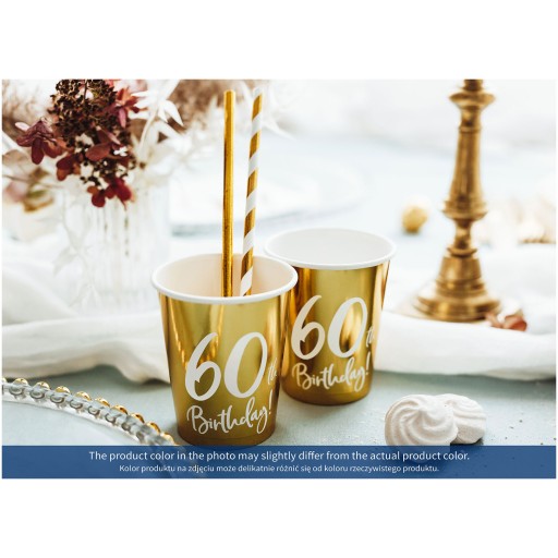 Poháre k 60. narodeninám, zlaté, 220 ml (1 balenie / 6 ks)