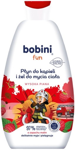 Global Bobini Fun Bath tekutý a gél 500ml Malina