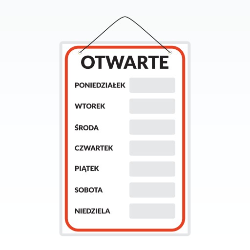Laminovaný nápis A5 OTVORENÉ/ DNI TÝŽDŇA