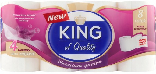 TOALETNÝ PAPIER KING 4 VRSTVOVÝ 8 VALCOV 150 listov ultramäkký