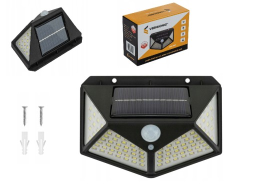 VÝKONNÁ SOLÁRNA ZÁHRADNÁ LAMPA SÚMRAK POHYBOVÝ SENZOR 100 LED IP65