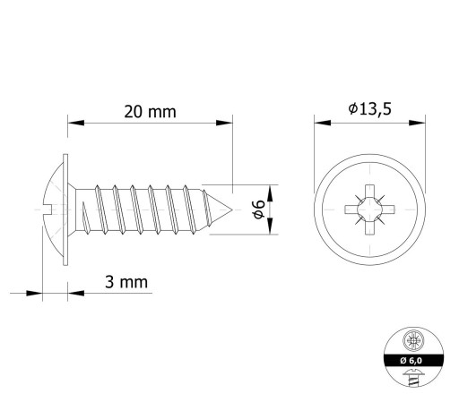 Skrutka do dreva 6,0 x 20 mm