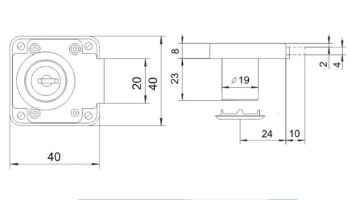 Špičkový patentný nábytkový zámok 19/23 mm LOB VS400