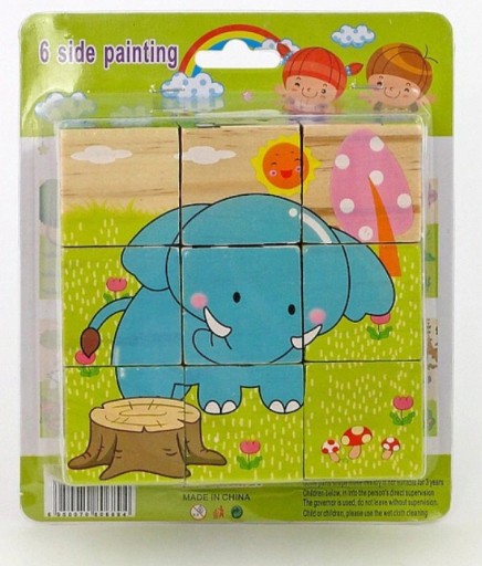DREVENÉ PUZZLE ZVIERATKÁ bloky 9 kusov 6344