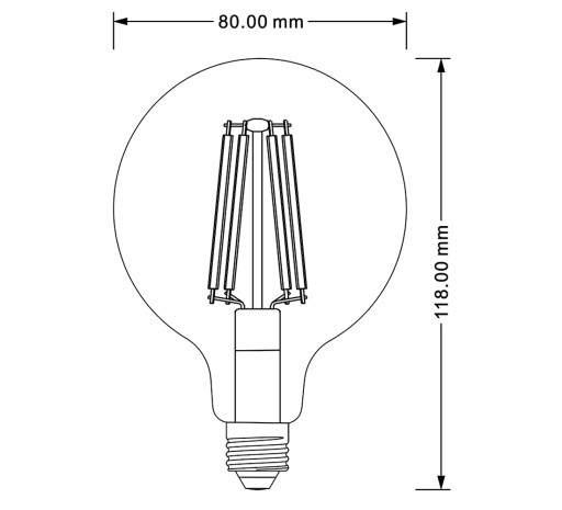 LED žiarovka E27 Filament 12W Edison Decorative G80