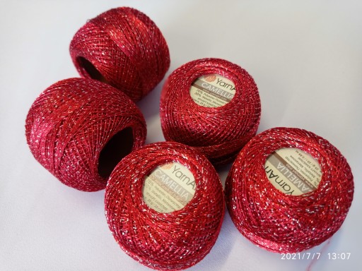 Camellia YarnArt metalická šnúra, červená416