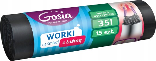 Gosia vrecia na odpadky s PÁSKOM, 35L, 15 ks
