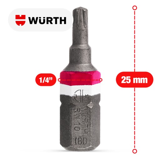 BIT RW10 WURTH Skrutkovacie bity Wurth 1/4 RW10 ASSY 061470