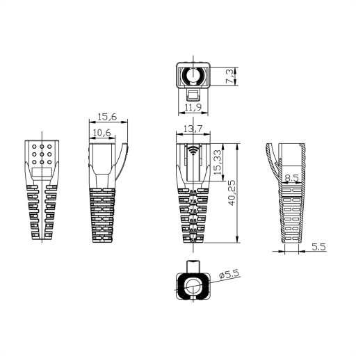Kryt na zástrčku RJ45 RJ45, 10 ks, modrý