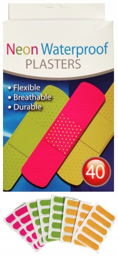 DRESSING PASTENS sada 40 neónových vodotesných náplastí so silikónom