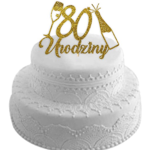 Ozdoba TORTA TOPPER, zlaté trblietky, 80. NARODENINY