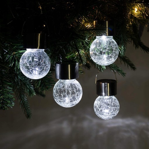 LED SOLARNÁ LAMPA ZÁHRADNÉ SKLENENÉ DEKORATÍVNE ZÁVESNÉ GUĽOVÉ BALKÓNOVÝ HÁK
