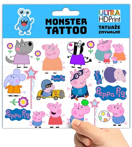 UMÝVAJÚCE DOČASNÉ TETOVANIE PRE DETI DETSKÉ PEPPA PIG ORIGINÁLNE DIZAJNY