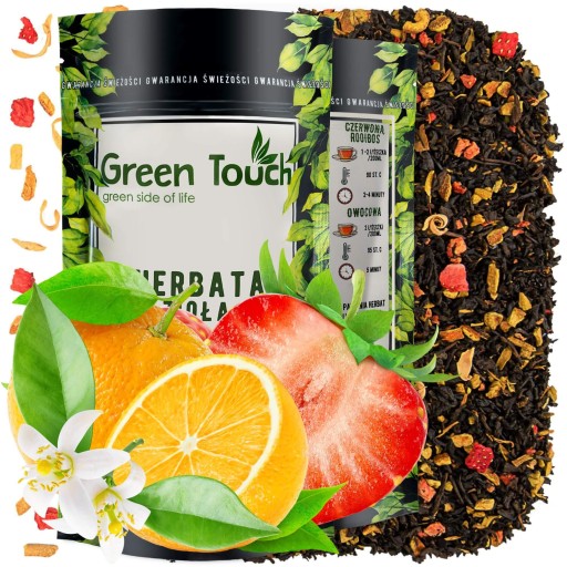 Červený čaj pu-erh, pomaranč, 50g, s jahodami