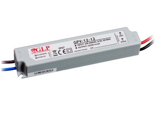 24H Hermetický LED zdroj konštantného napätia 12W 12V GLP