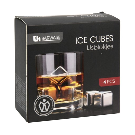 KOVOVÉ CHLADIACE KOCKY na WHISKY NÁPOJE Voda 4ks ako darček v krabičke