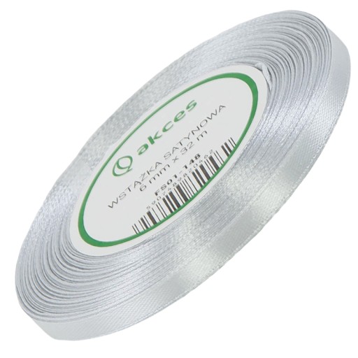 Strieborná saténová stuha 6mm - 32mb