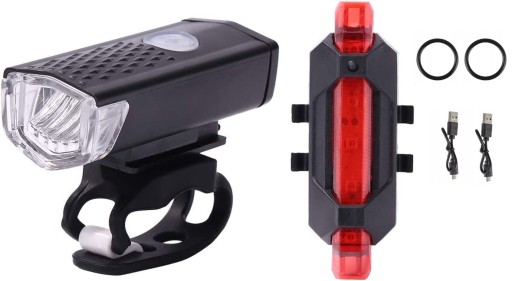 Sada predných a zadných bicyklových svetiel USB