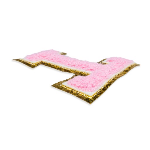 PATCH, veľké PÍSMENO T, ružové, trblietavé písmo