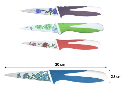 Kuchynský nôž na zeleninu, ovocie, ozdobná čepeľ, 24 cm