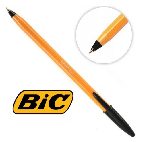 BIC oranžovo čierne jemné jednorázové guľôčkové pero 0,8 mm