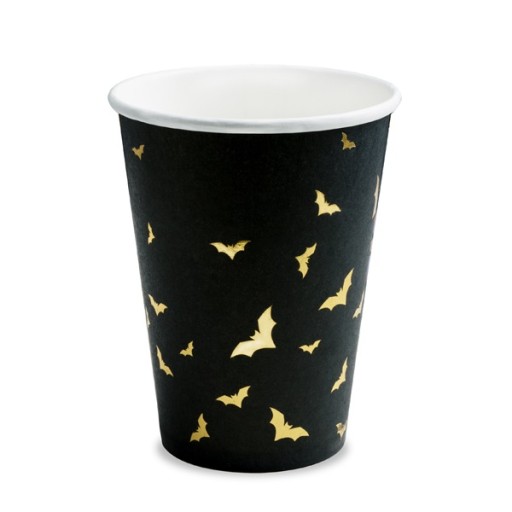 HALLOWEENSKÉ DEKORÁCIE HRNČEKY, BLACK BATS, 6 ks
