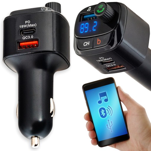 BLUETOOTH AUTO VYSIELAČ FM MP3 RÝCHLA NABÍJAČKA 3 x USB QC 3.0