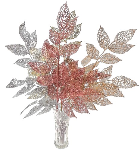 KONIEK VIANOČNÉHO STROMU S LISTOM 80 cm Strieborná