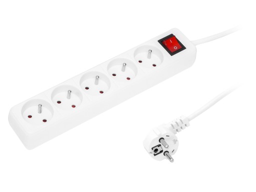 PREdlžovací kábel SPÍNAČ NAPÁJACIEHO PÁSU 5m 5 ZÁSUVEK HRUBÉ UZEMNENIE 3x1,5mm